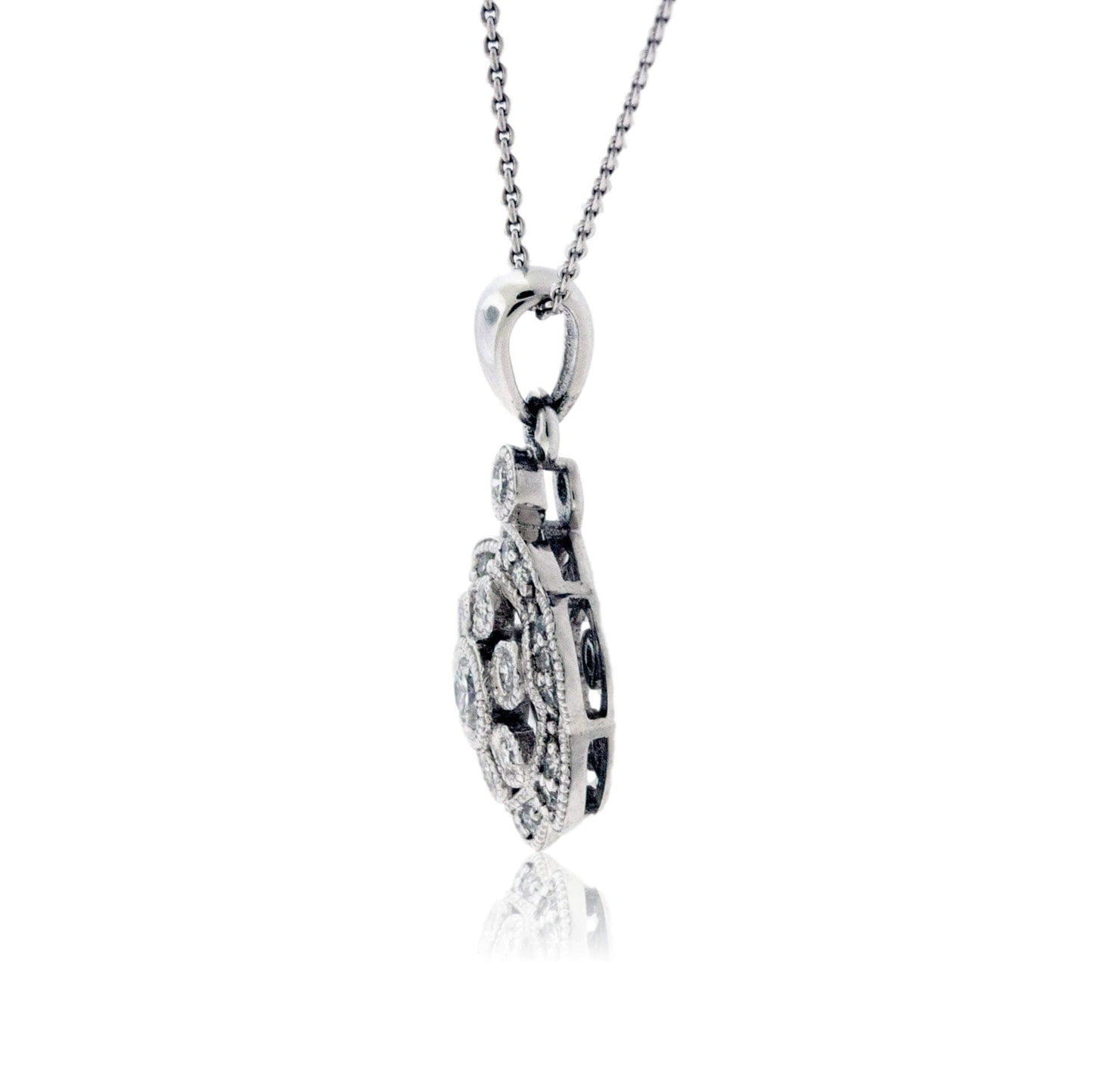 Diamond White Gold Flower Style Pendant - Park City Jewelers