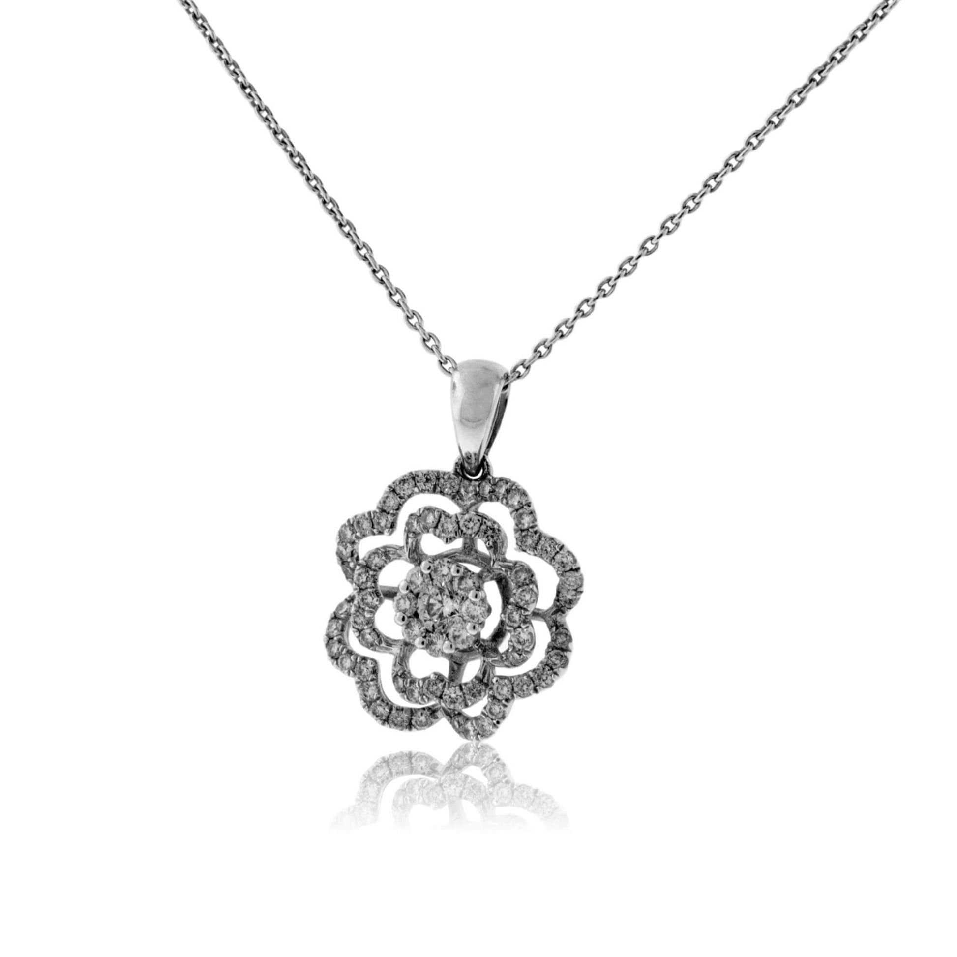 Diamond White Gold Flower Style Pendant - Park City Jewelers
