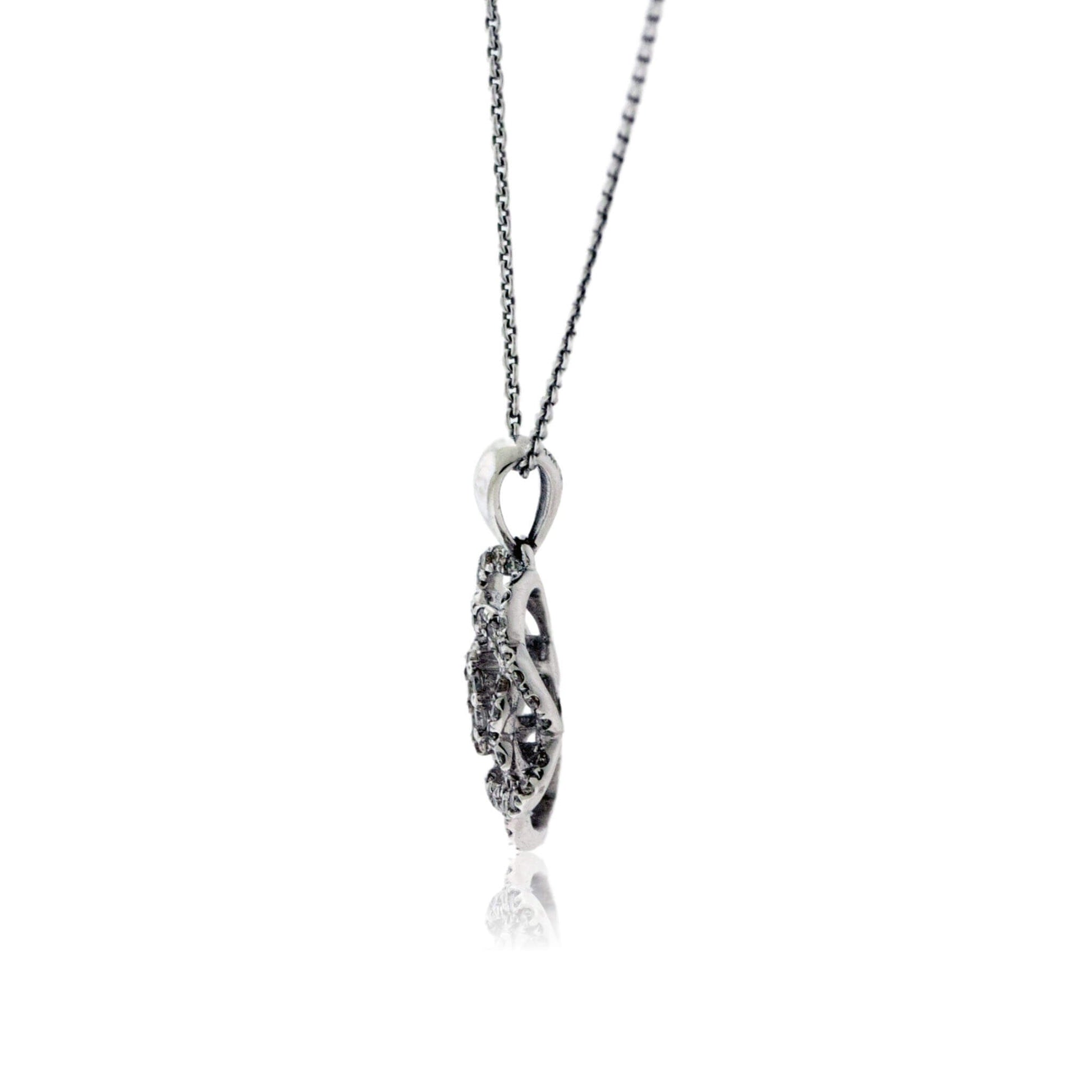 Diamond White Gold Flower Style Pendant - Park City Jewelers