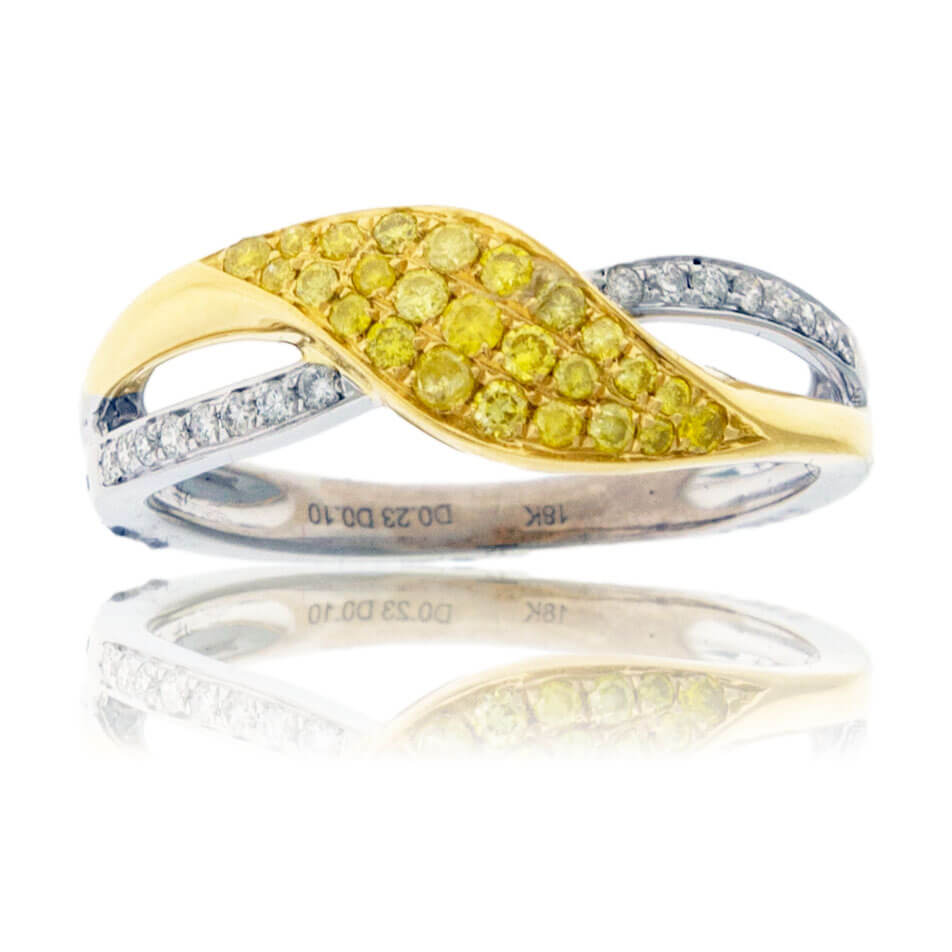 Diamond White Gold & Yellow Gold Bypass Ring - Park City Jewelers