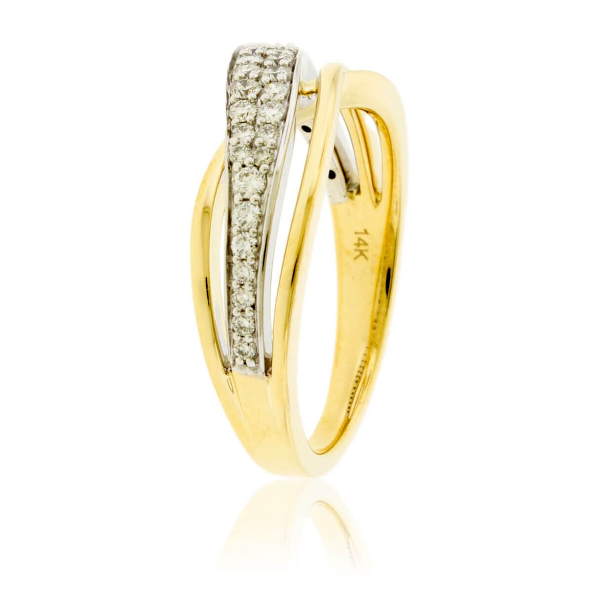 Diamond White Gold & Yellow Gold Bypass Ring - Park City Jewelers