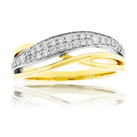 Diamond White Gold & Yellow Gold Bypass Ring - Park City Jewelers