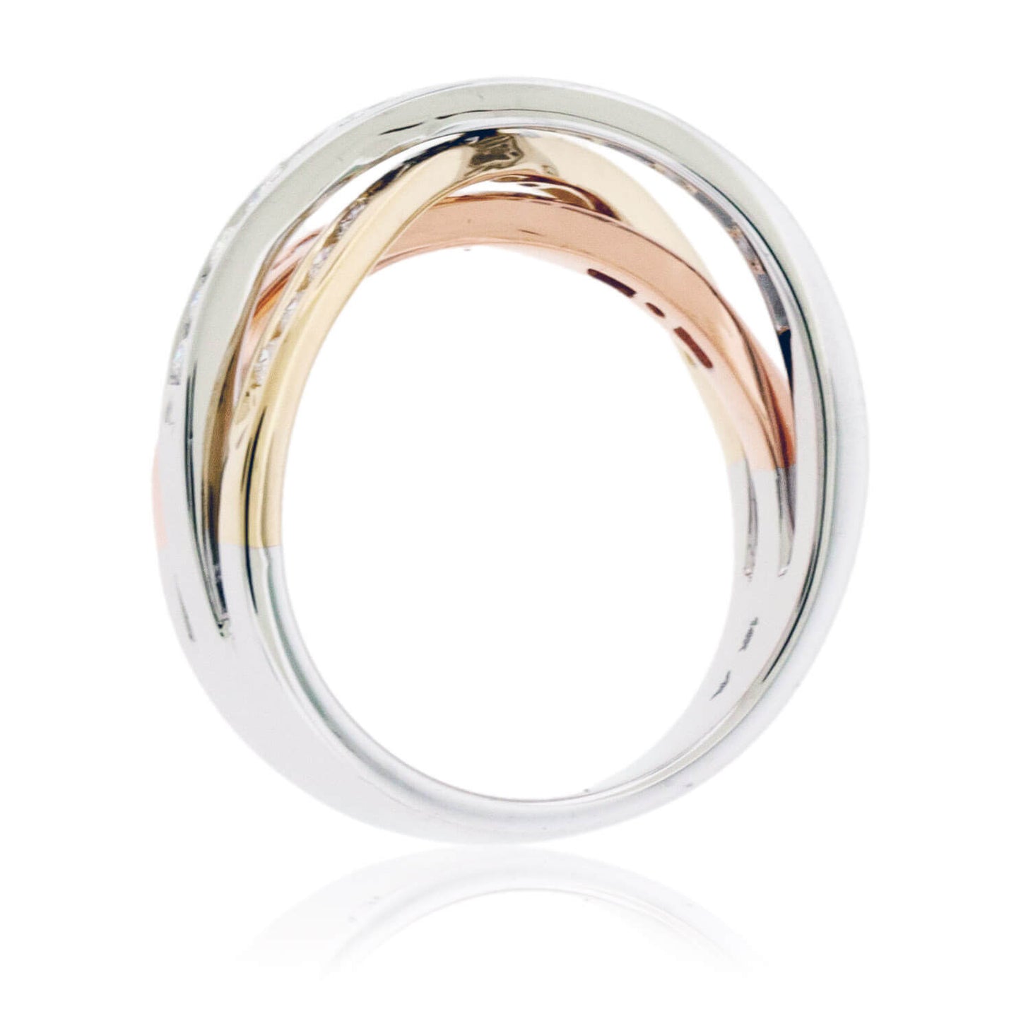 Diamond White, Yellow & Rose Gold Multiple Bypass Ring - Park City Jewelers
