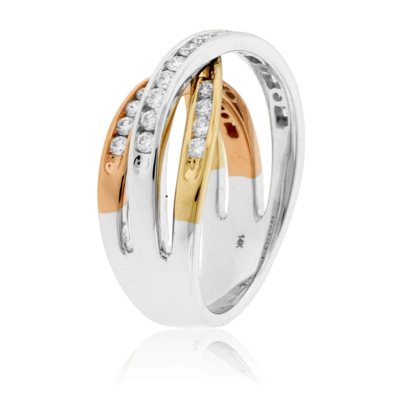Diamond White, Yellow & Rose Gold Multiple Bypass Ring - Park City Jewelers