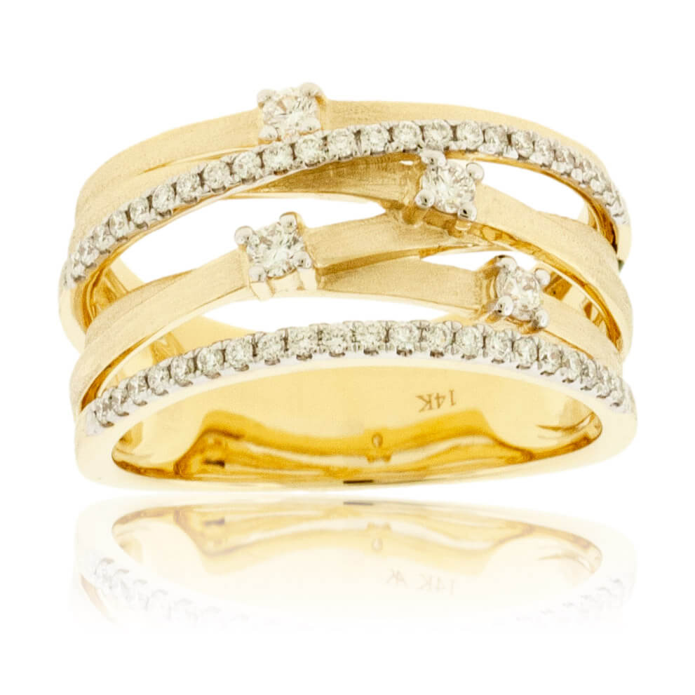 Diamond Yellow Gold Multiple Bypass Ring - Park City Jewelers