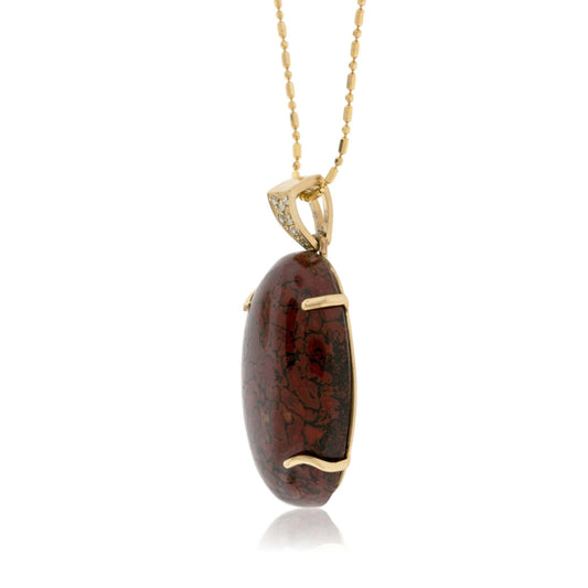 Dinosaur Bone & Diamond Cabochon Style Necklace - Park City Jewelers