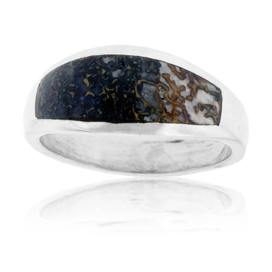 Domed Dinosaur Bone Inlay Band - Park City Jewelers