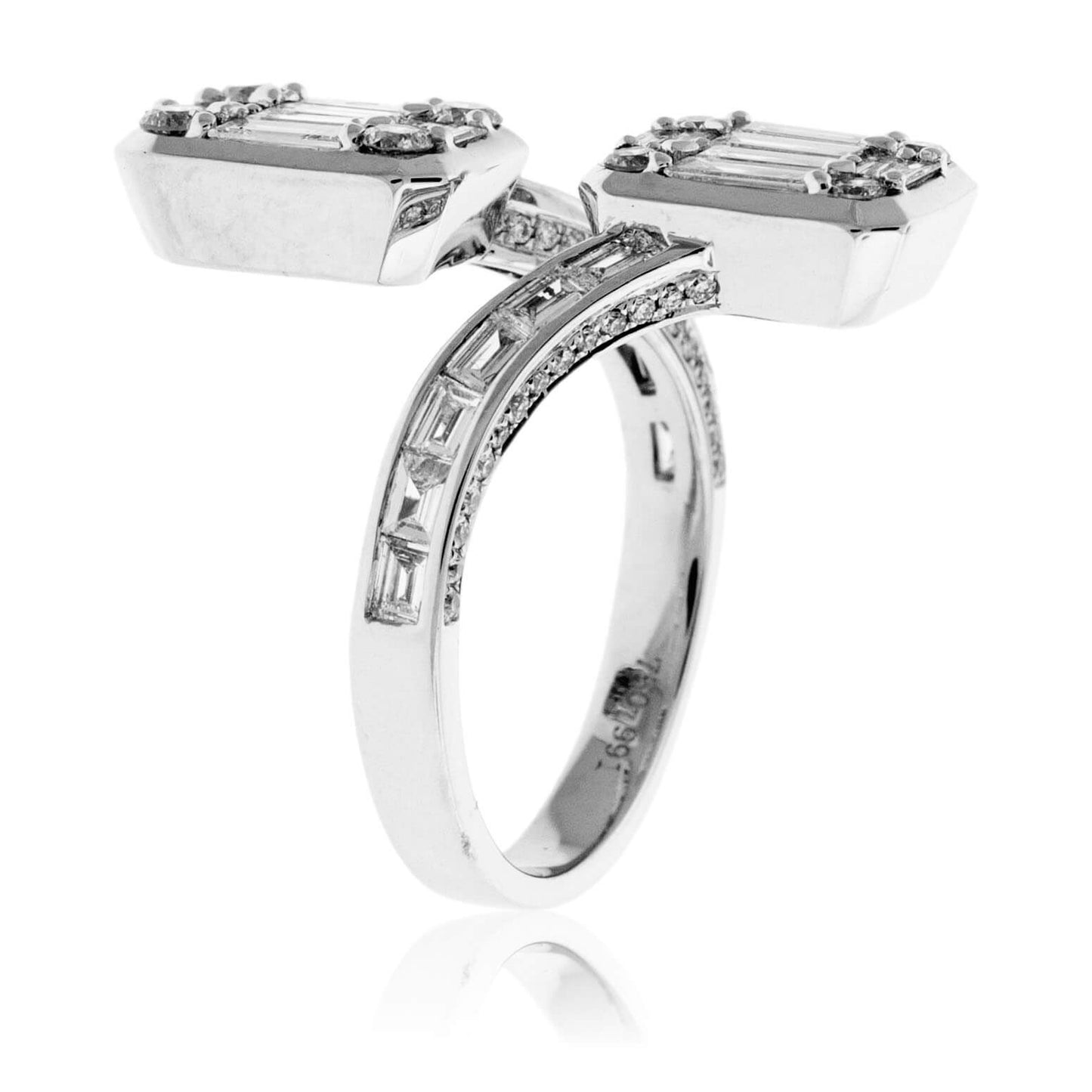Double Baguette & Round Diamond Cluster Gap Style Ring - Park City Jewelers