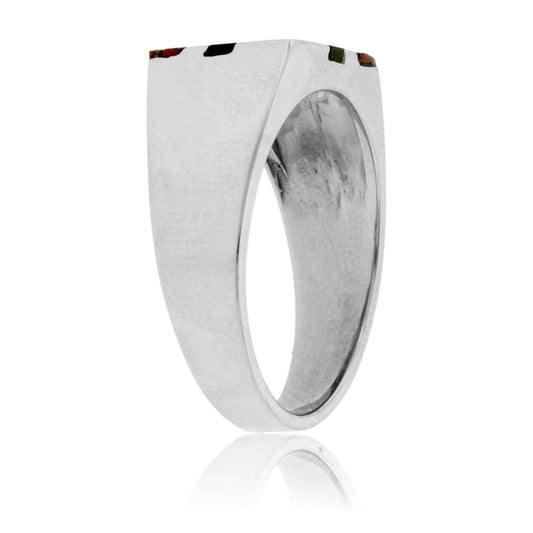 Double Inlay Dinosaur Bone & Onyx Ring - Park City Jewelers