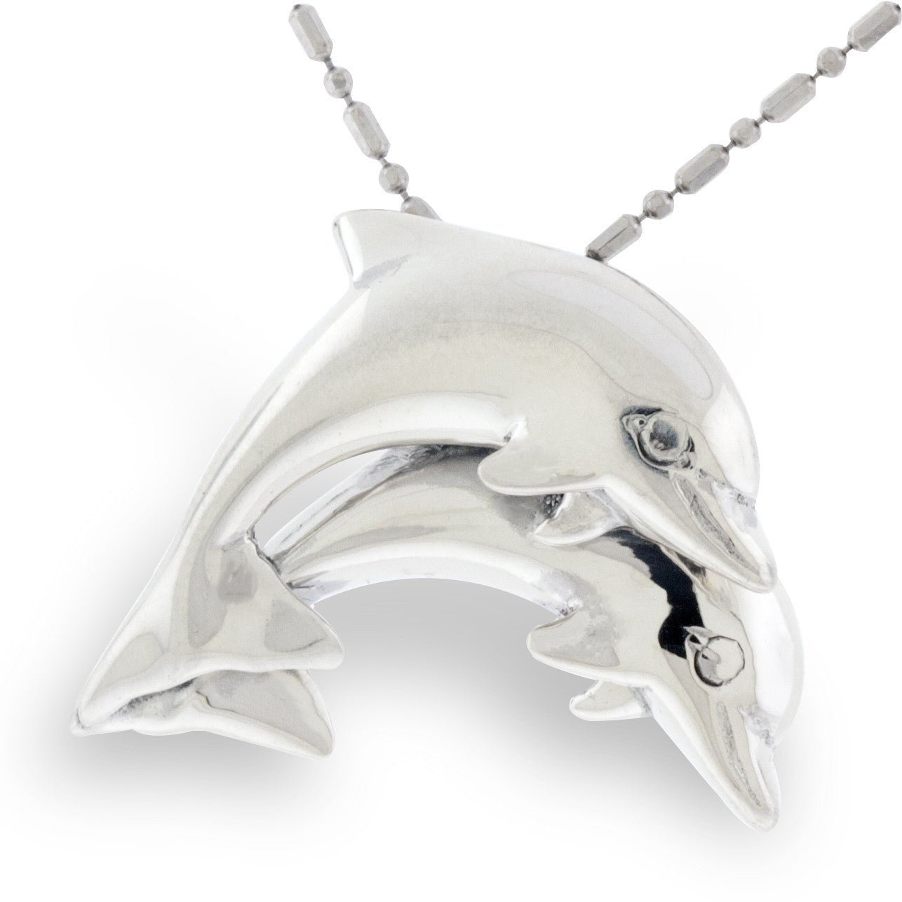 Double Jumping Dolphin Silver Necklace - Park City Jewelers