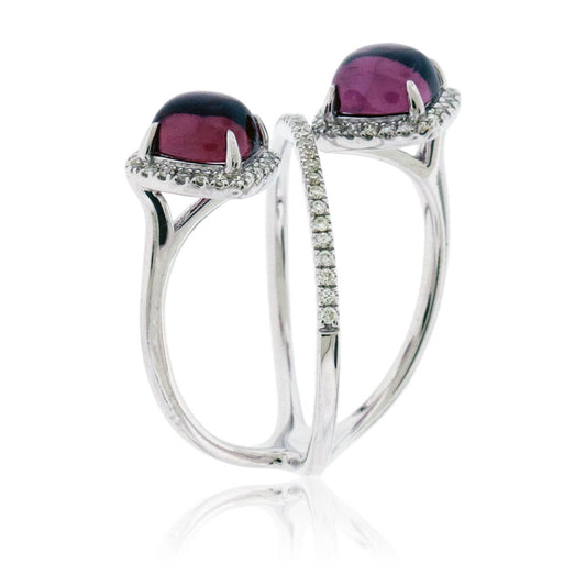 Double Rhodolite Garnet & Diamond Statement Ring - Park City Jewelers
