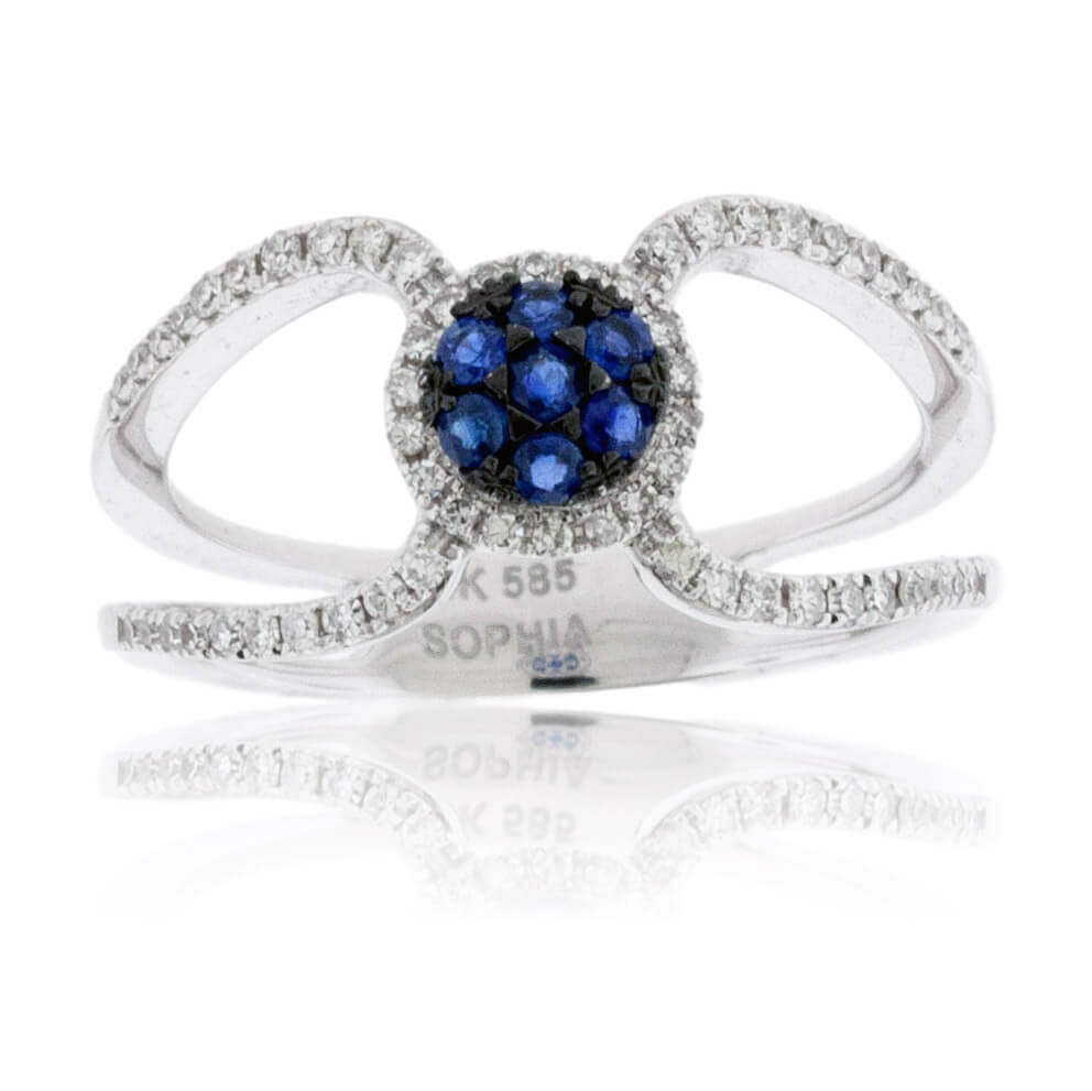 Double Shank Diamond & Sapphire Ring - Park City Jewelers