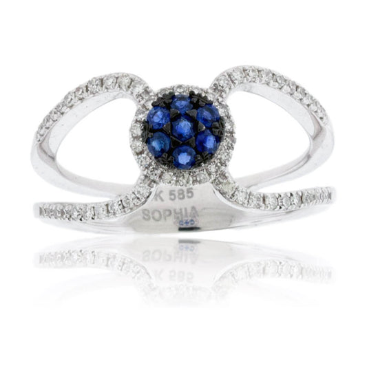 Double Shank Diamond & Sapphire Ring - Park City Jewelers