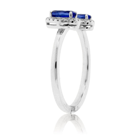 Double Tanzanite & Diamond Halo Ring - Park City Jewelers
