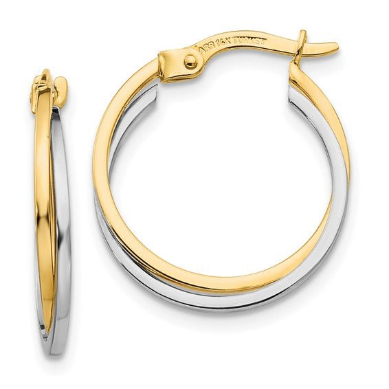 Double Two Toned Polished Hoop Earrings - Park City Jewelers
