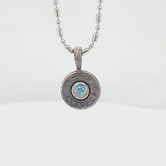 Bullet Casing Blue Topaz Pendant