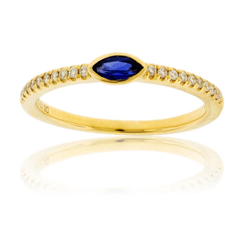 East-West Blue Sapphire & Diamond Lined Band - Park City Jewelers