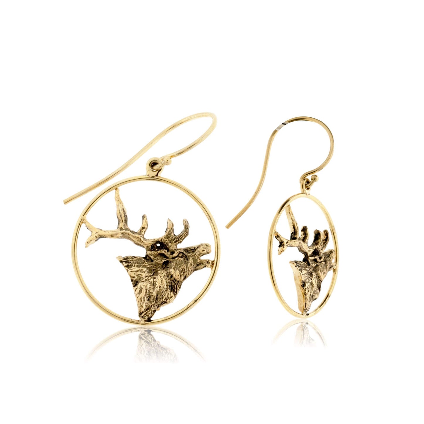 Elk Calling in a Circle Dangle Earrings - Park City Jewelers