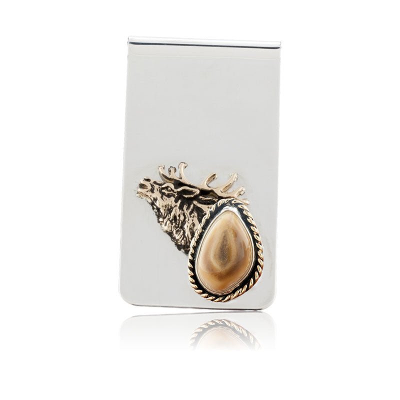 Elk Head Tooth Braided Ivory Money Clip - Park City Jewelers