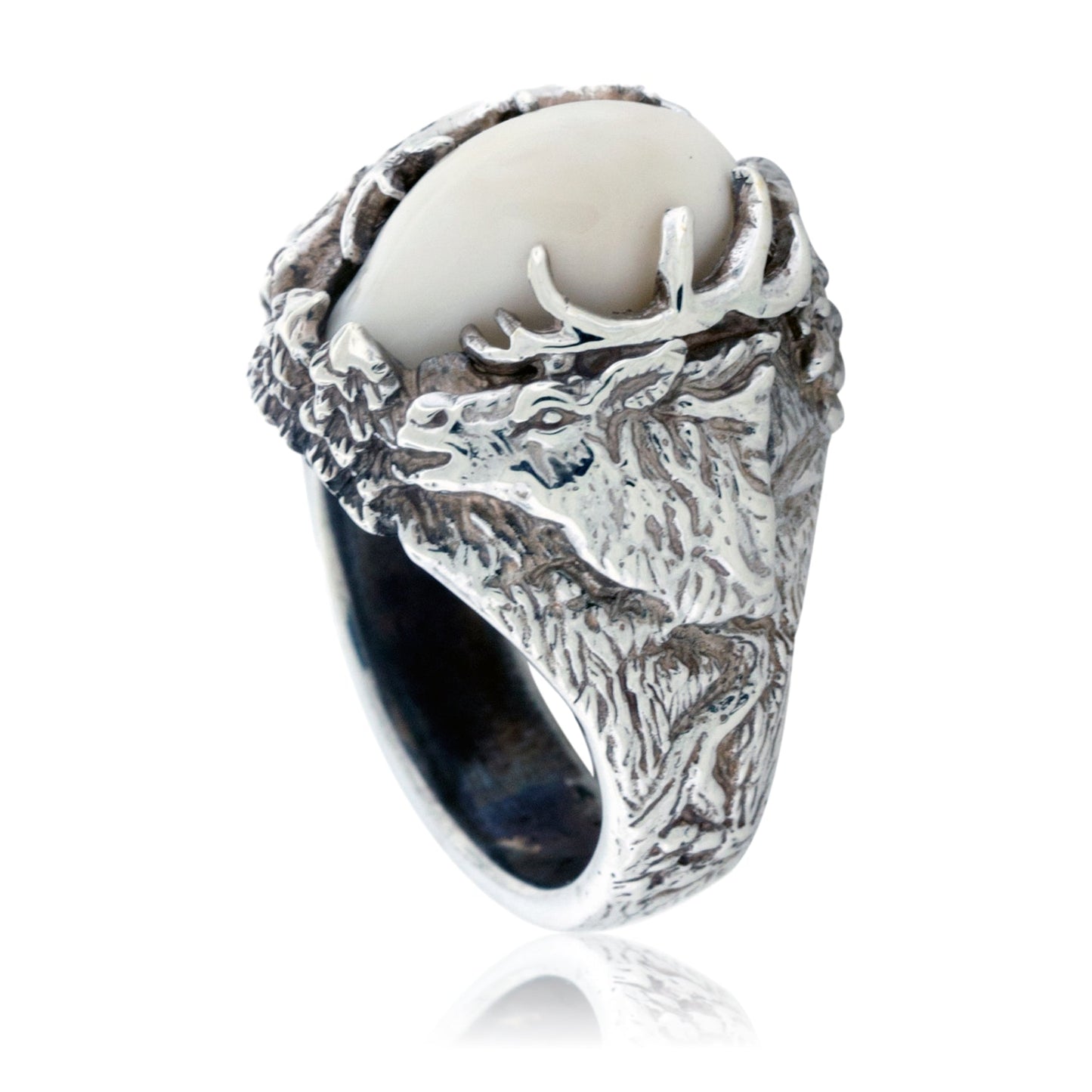 Elk Ivory Tooth Trophy Antler Ring - Park City Jewelers