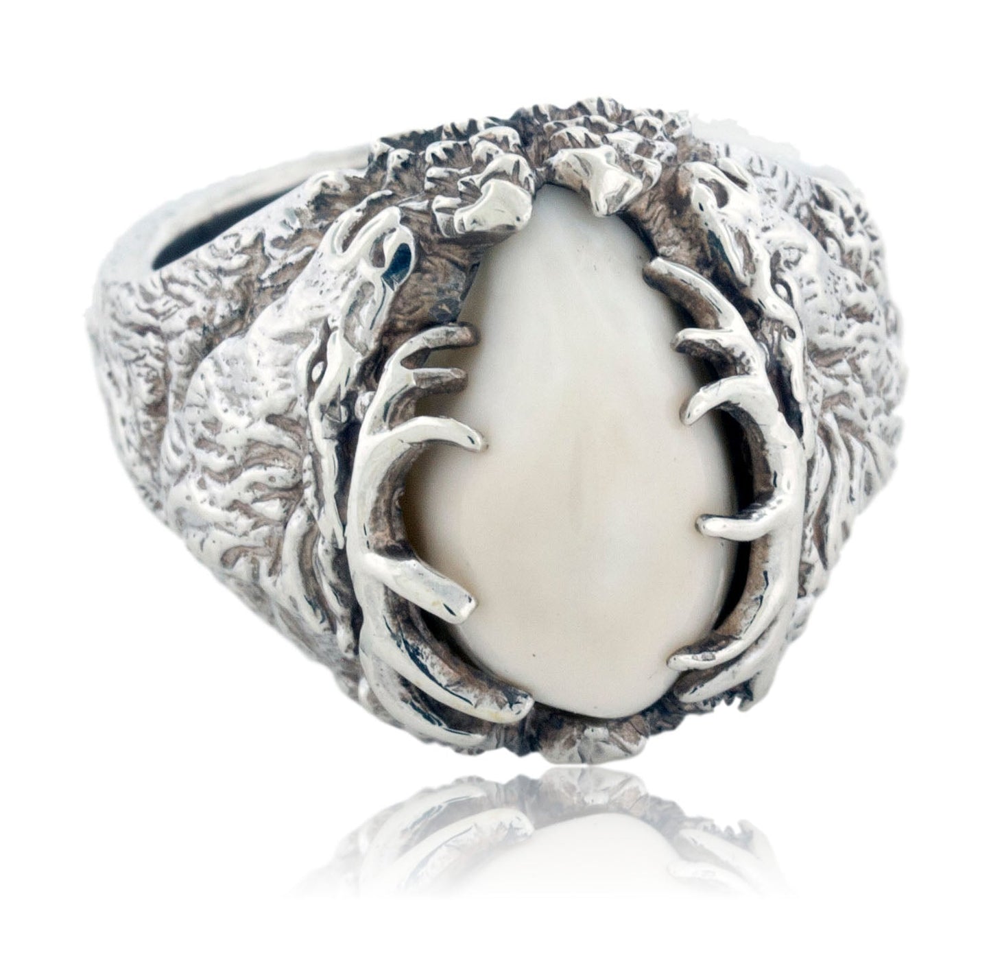 Elk Ivory Tooth Trophy Antler Ring - Park City Jewelers