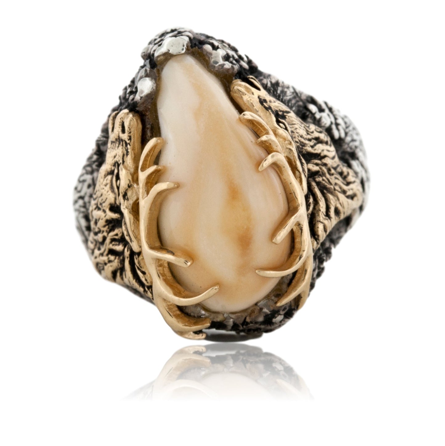 Elk Ivory Tooth Trophy Antler Ring - Park City Jewelers