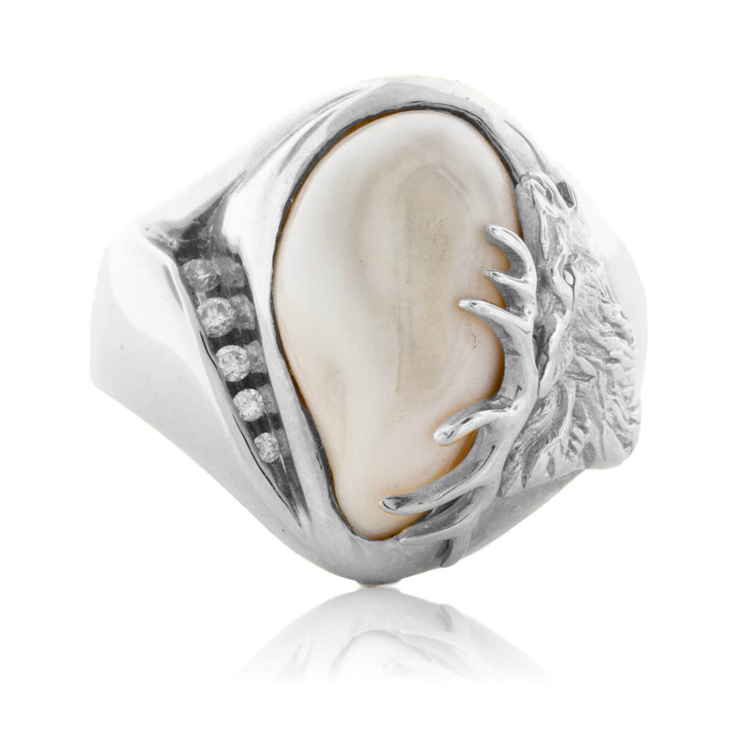 Elk Tooth Ivory Diamond Ring - Park City Jewelers