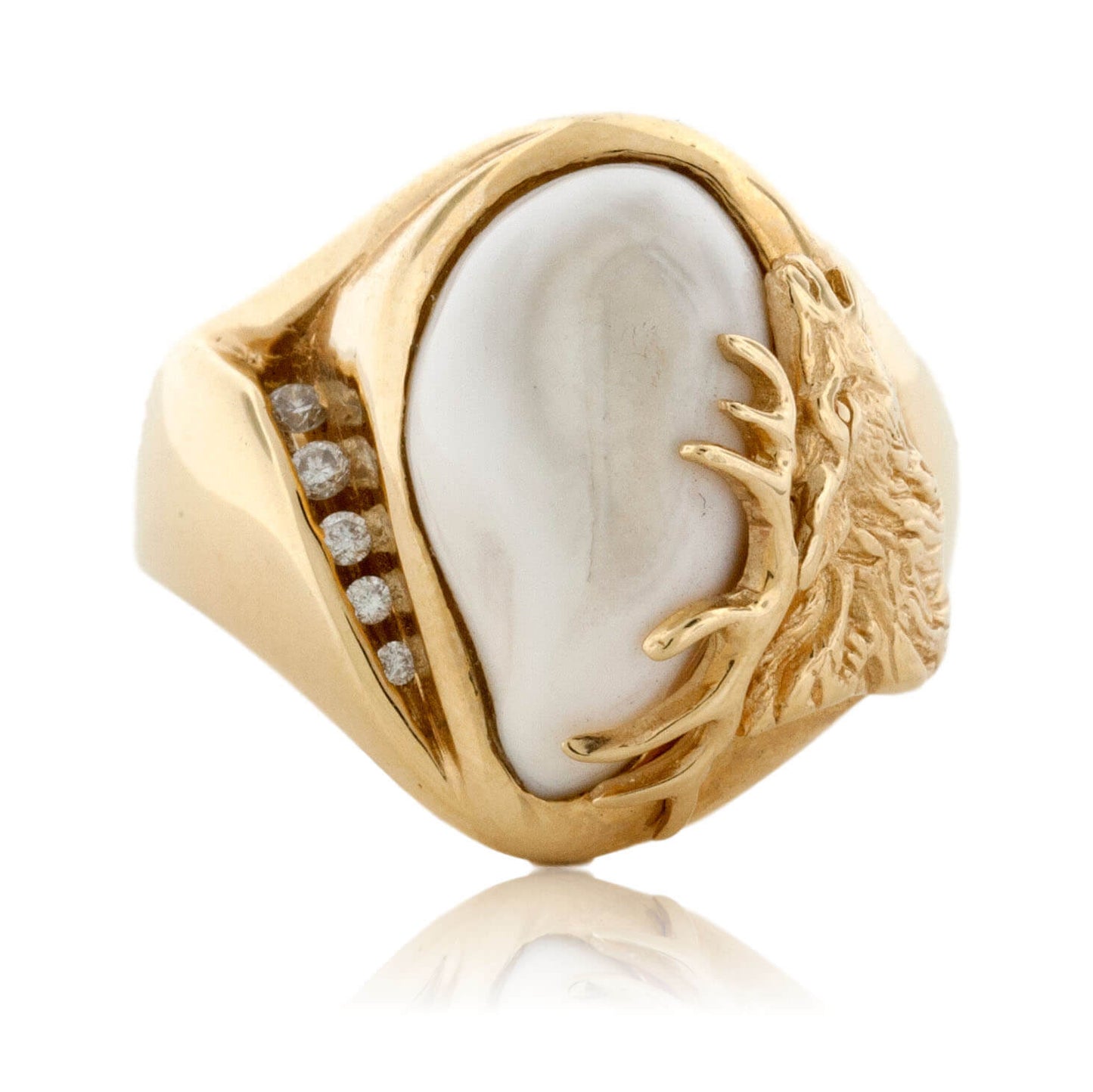 Elk Tooth Ivory Diamond Ring - Park City Jewelers