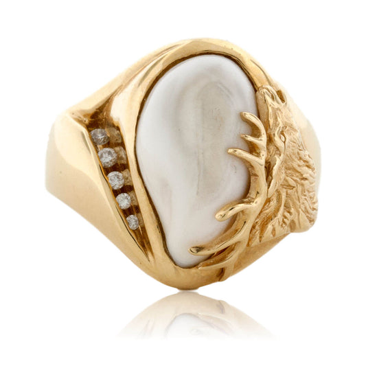 Elk Tooth Ivory Diamond Ring - Park City Jewelers
