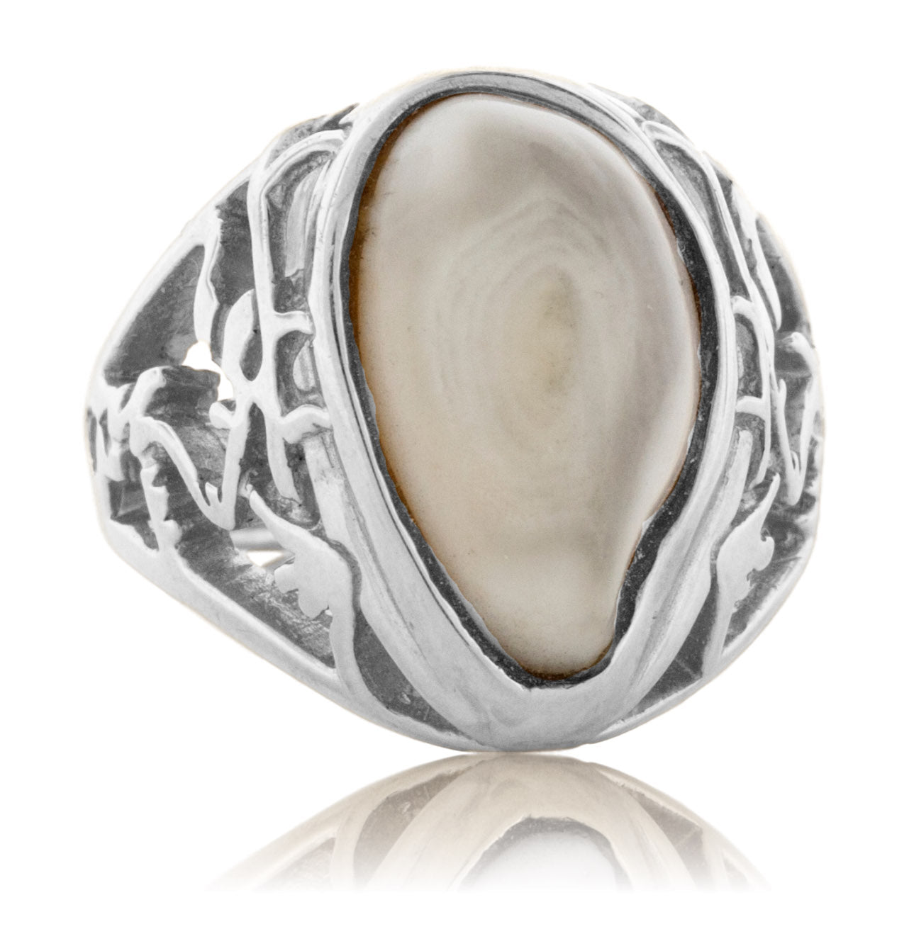 Elk Tooth Ivory Nature Scene Cutout Ring - Park City Jewelers
