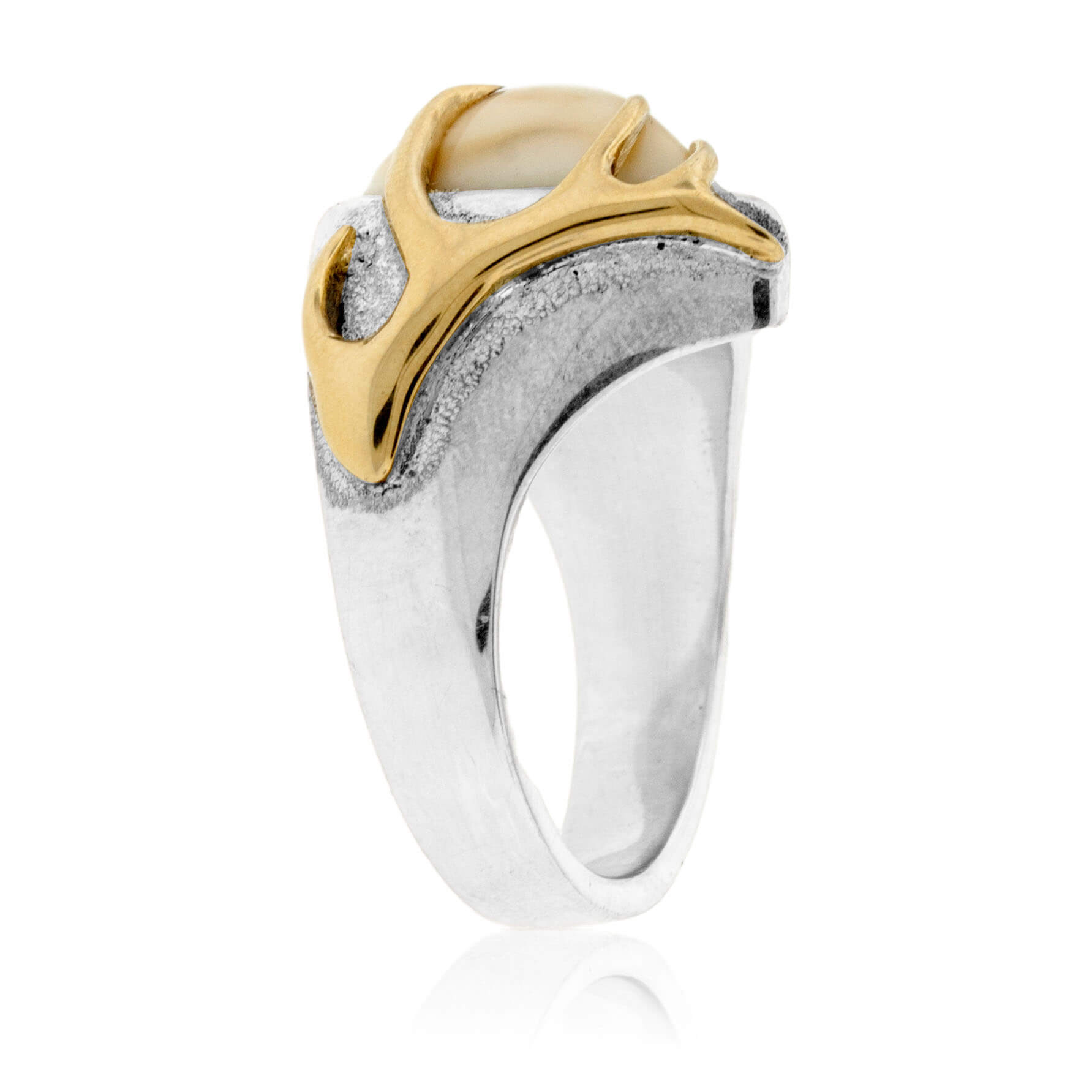 Elk Tooth Ivory Ring & Shell Casing Textured Style Ring - Park City Jewelers