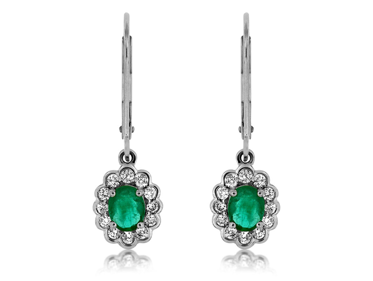 Emerald and Diamond Accented Earrings - Park City Jewelers