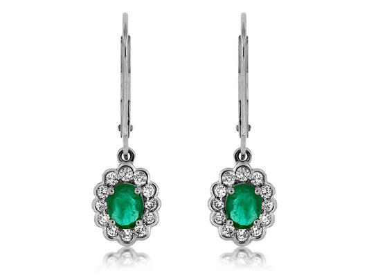 Emerald and Diamond Accented Earrings - Park City Jewelers