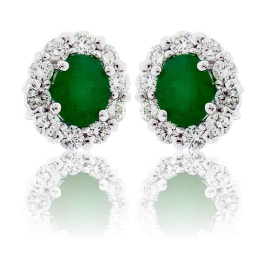 Emerald and Diamond Halo Stud Earrings - Park City Jewelers