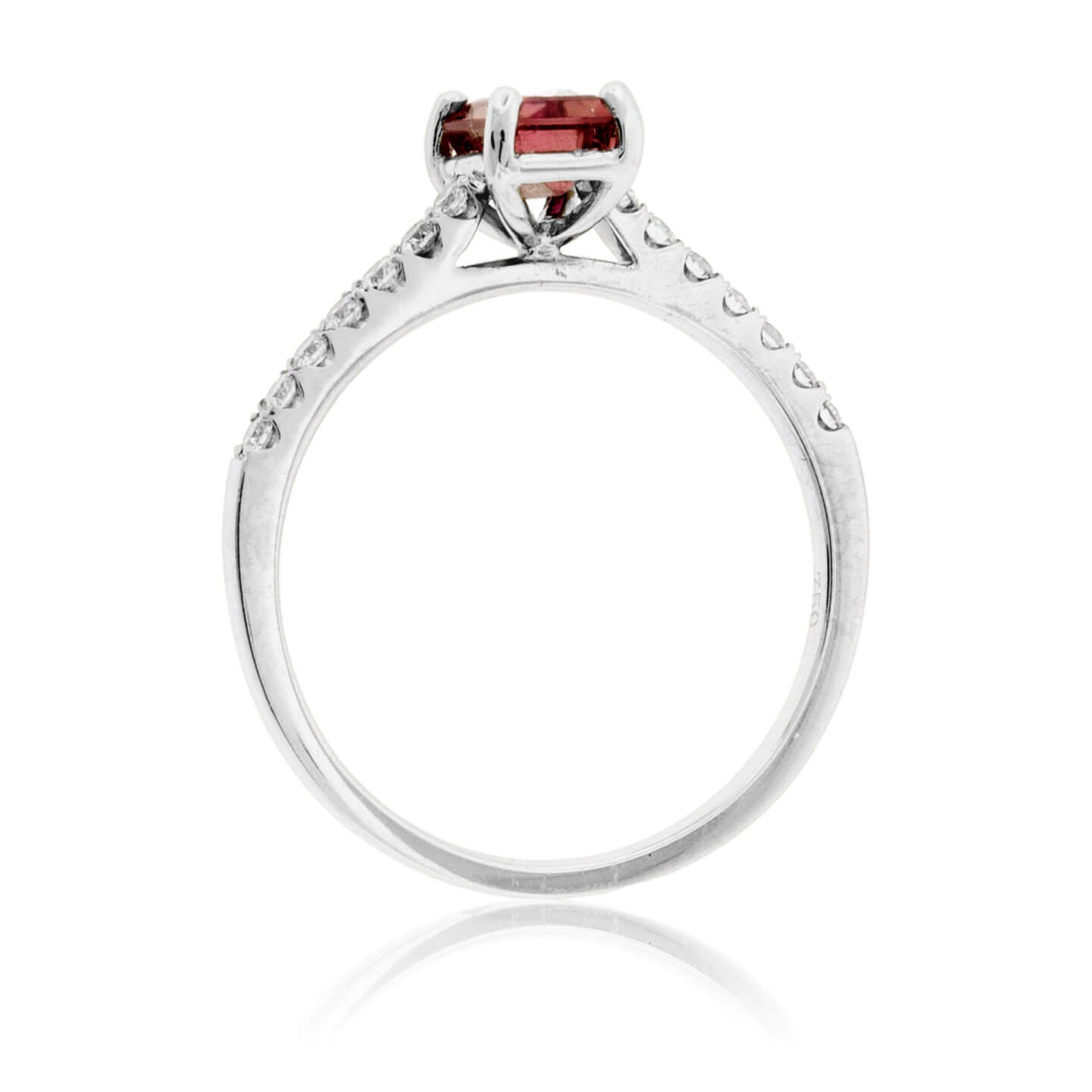 Emerald-Cut BiColor Tourmaline & Diamond Lined Ring - Park City Jewelers