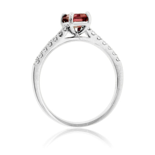 Emerald-Cut BiColor Tourmaline & Diamond Lined Ring - Park City Jewelers