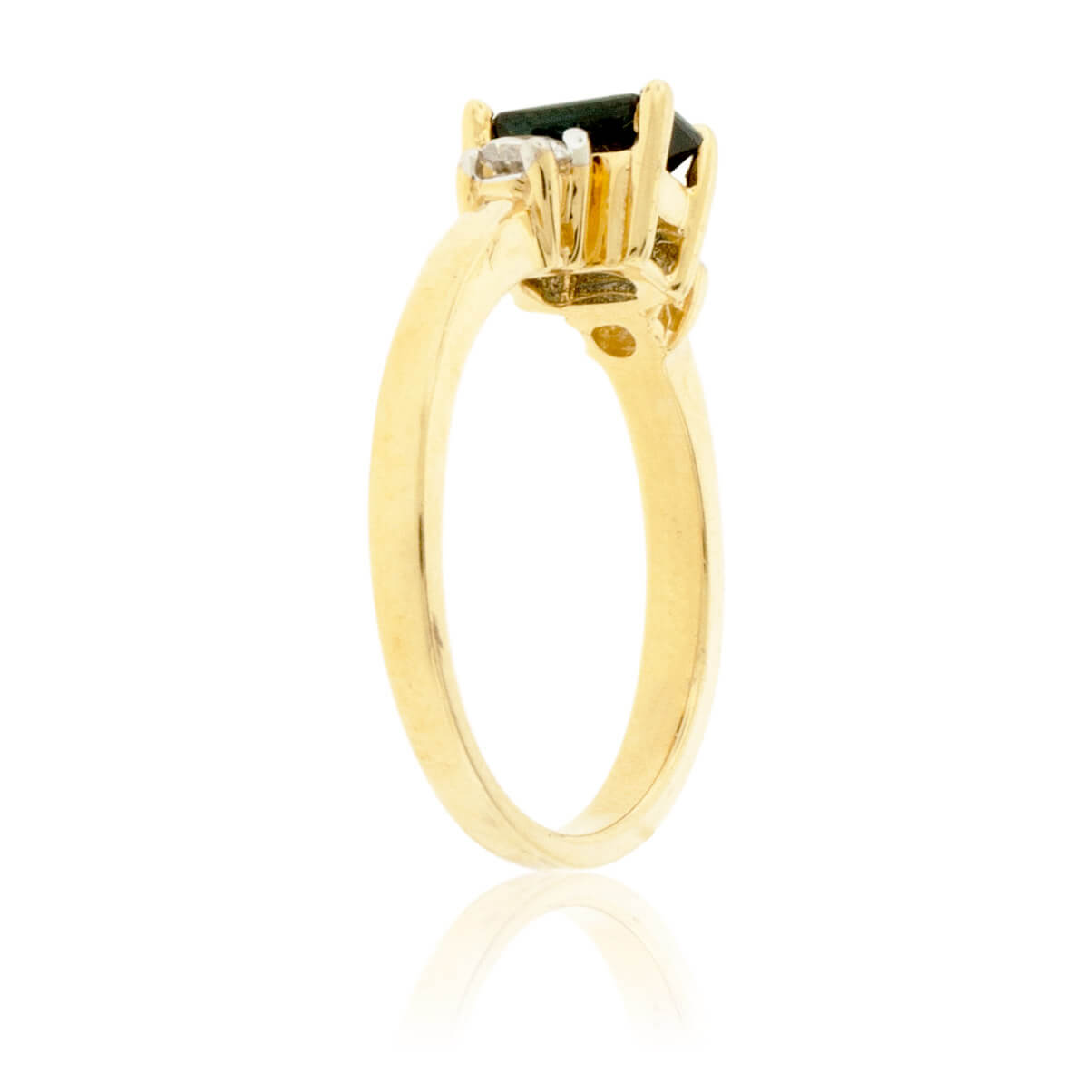 Emerald-Cut Blue Sapphire & Diamond Three Stone Ring - Park City Jewelers