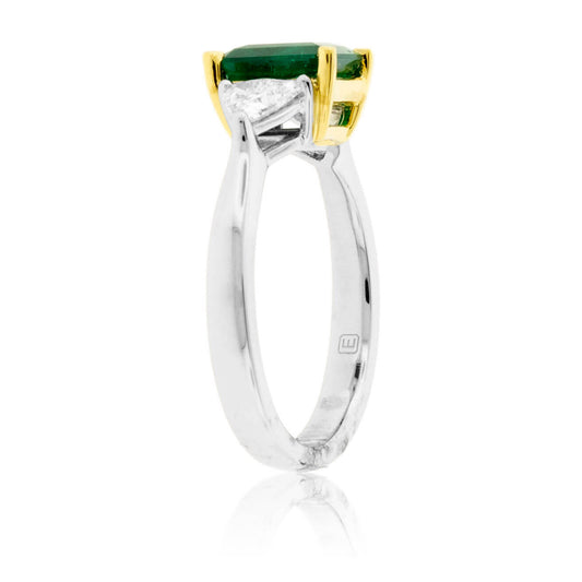 Emerald-Cut Emerald & Diamond Accented Ring - Park City Jewelers