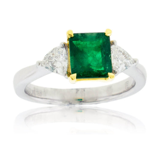 Emerald-Cut Emerald & Diamond Accented Ring - Park City Jewelers