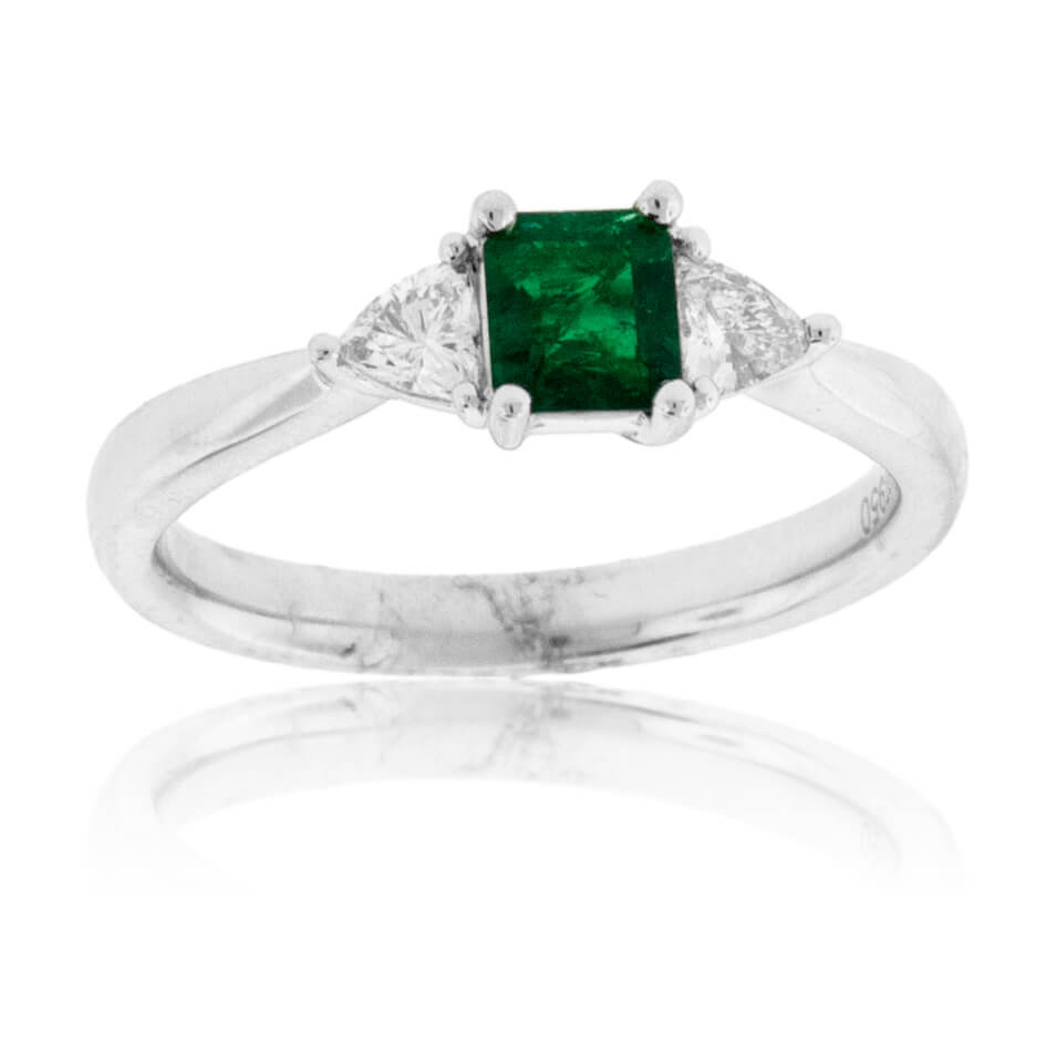 Emerald-Cut Emerald & Diamond Accented Ring - Park City Jewelers