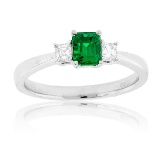 Emerald-Cut Emerald & Diamond Accented Ring - Park City Jewelers