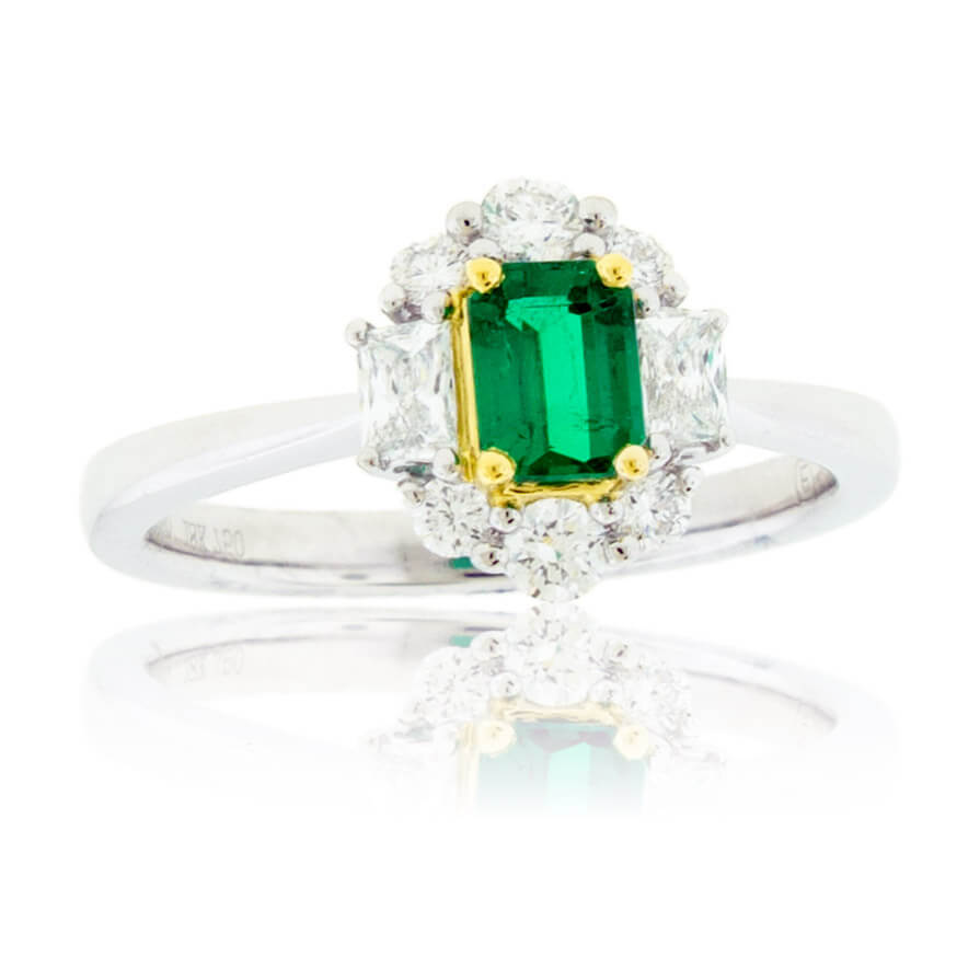 Emerald-Cut Emerald & Diamond Halo Accented Ring - Park City Jewelers