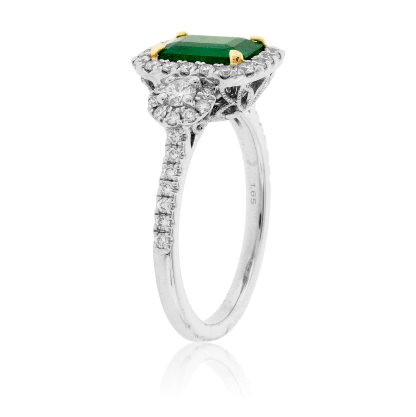 Emerald-Cut Emerald & Diamond Halo Ring - Park City Jewelers