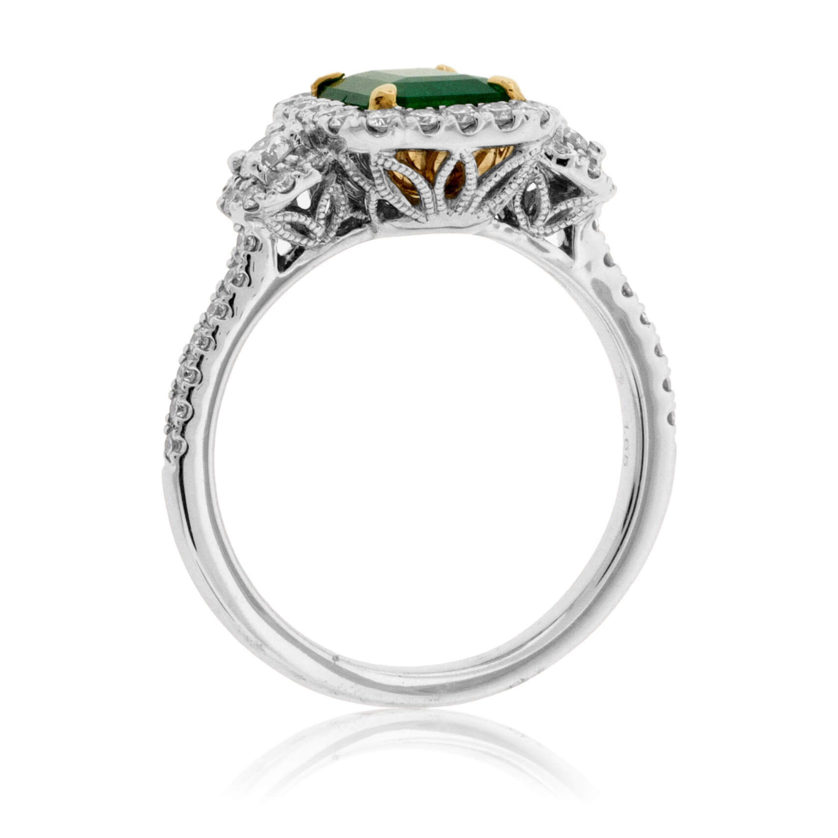 Emerald-Cut Emerald & Diamond Halo Ring - Park City Jewelers