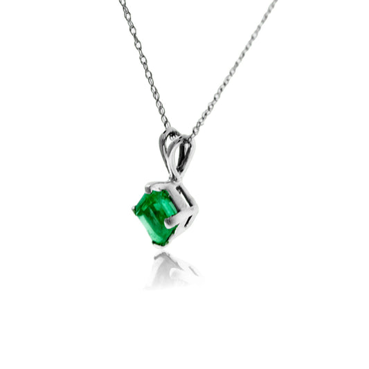 Emerald-Cut Emerald Solitaire Pendant - Park City Jewelers
