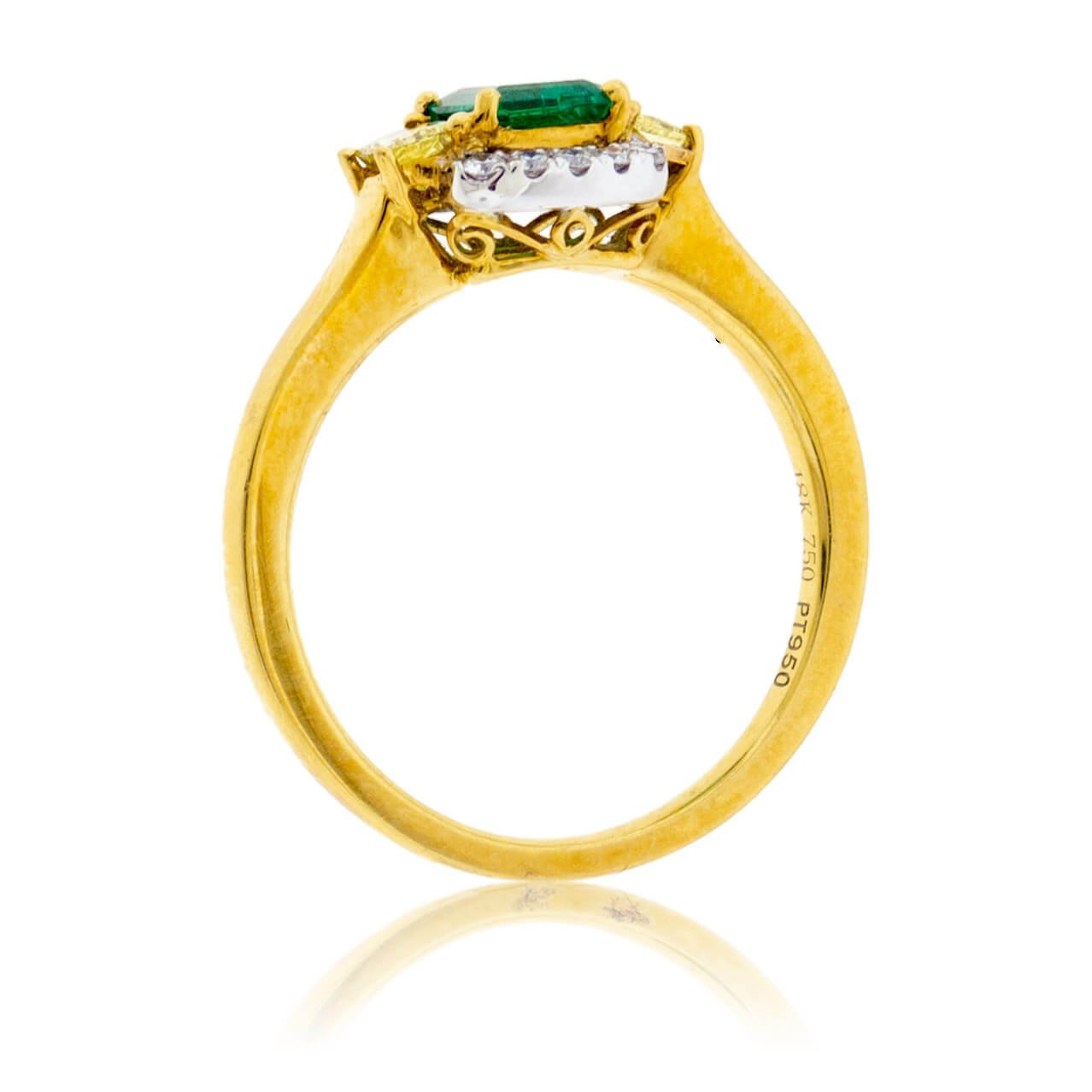 Emerald-Cut Emerald, Yellow Diamond & Diamond Accented Ring - Park City Jewelers