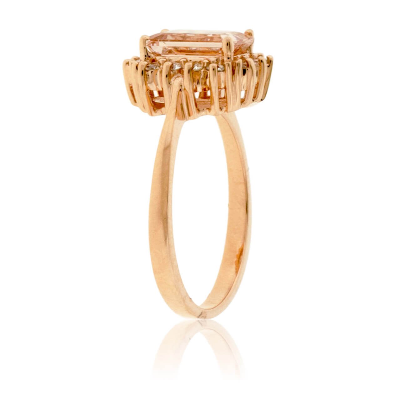Emerald-Cut Morganite & Diamond Classic Halo Ring - Park City Jewelers