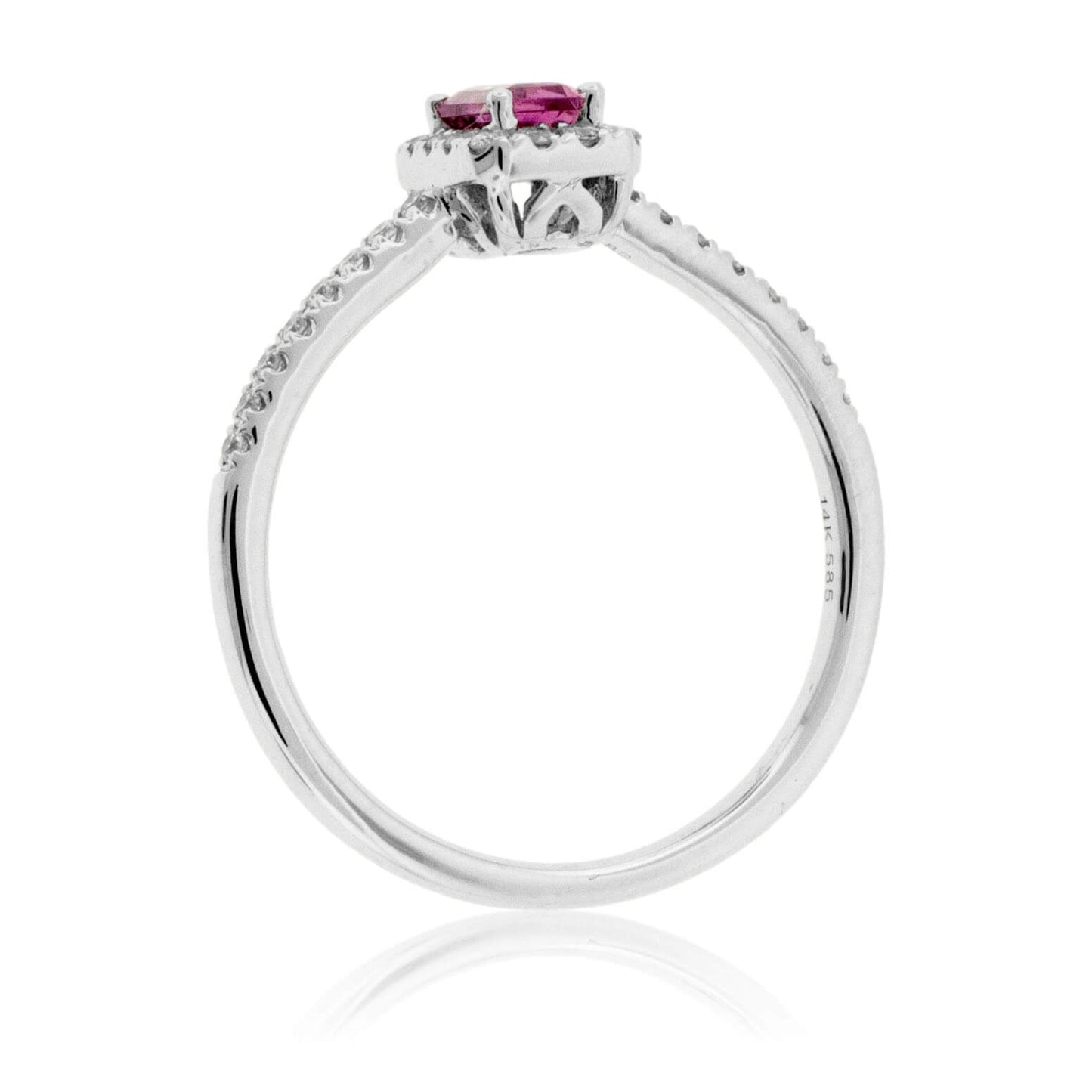 Emerald-Cut Pink Tourmaline Rubelite & Diamond Halo Ring - Park City Jewelers