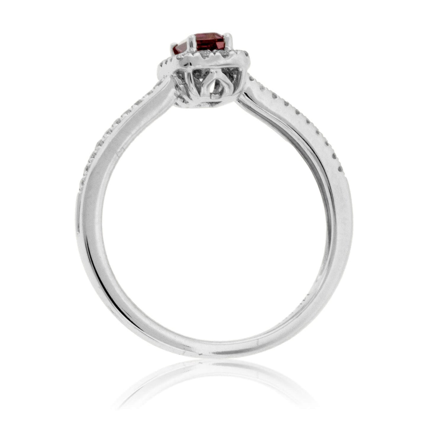 Emerald-Cut Pink Tourmaline Rubelite & Diamond Halo Ring - Park City Jewelers