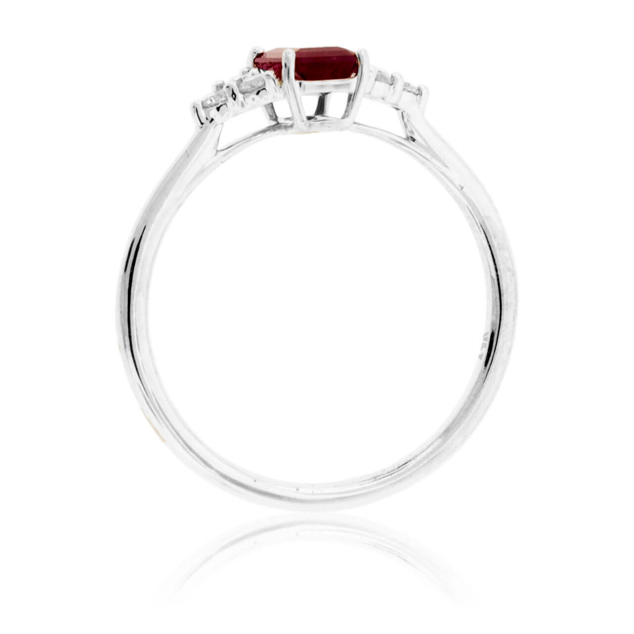 Emerald-Cut Red Emerald and Three Diamond Accent Ring - Park City Jewelers